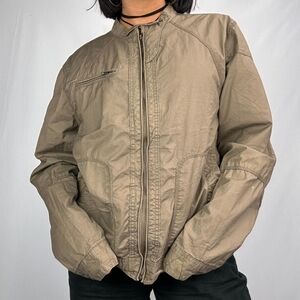 GUESS Vintage 90s Bomber Lightweight Women's XL tan Guess‎ cotton jacket